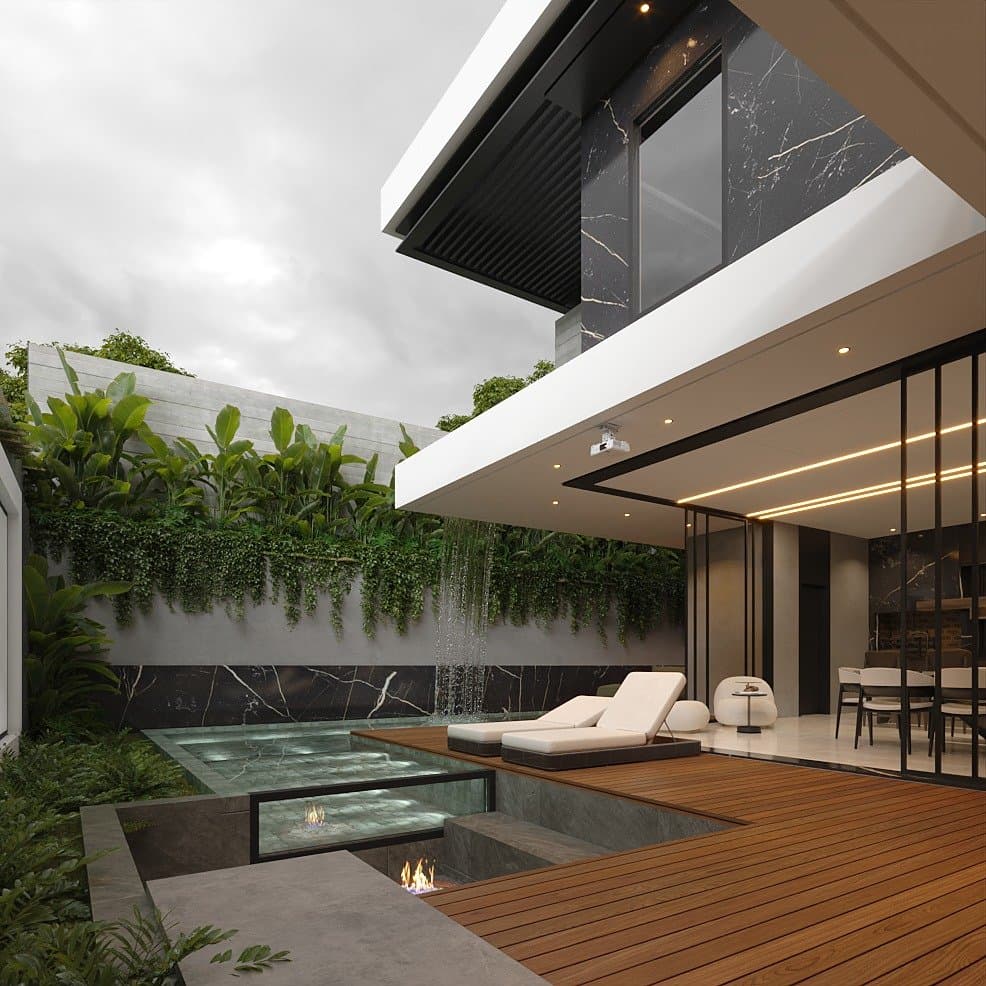 The Meridian, interior and exterior views