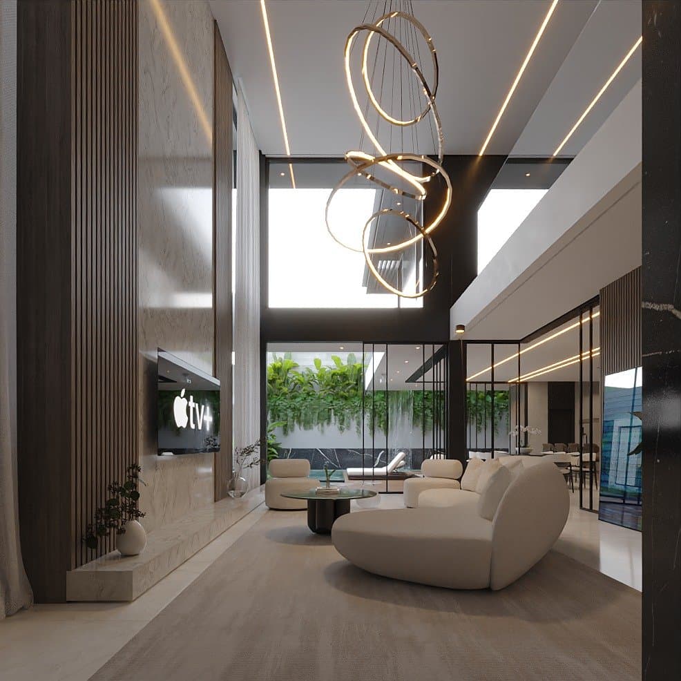 The Meridian, interior and exterior views