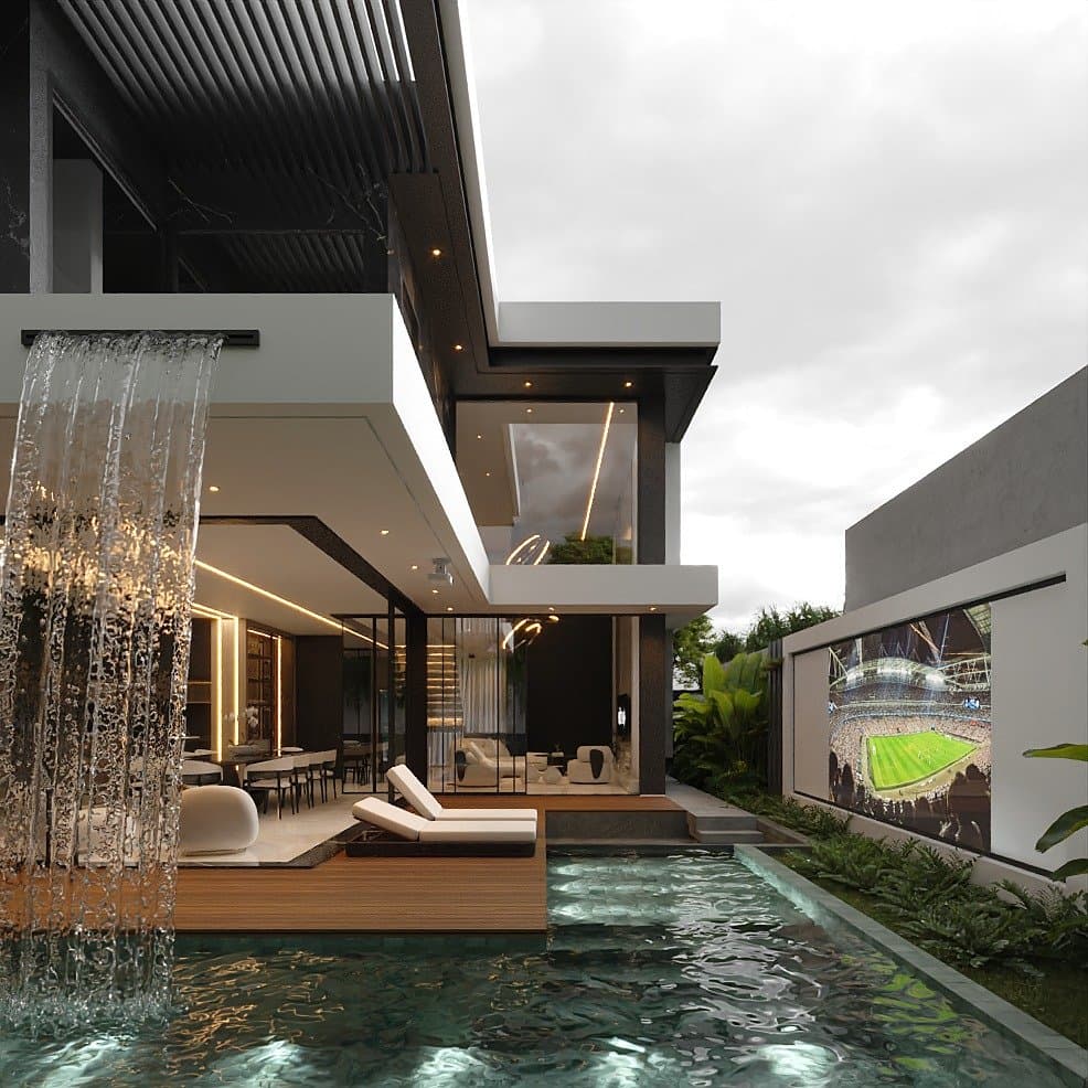 The Meridian, interior and exterior views
