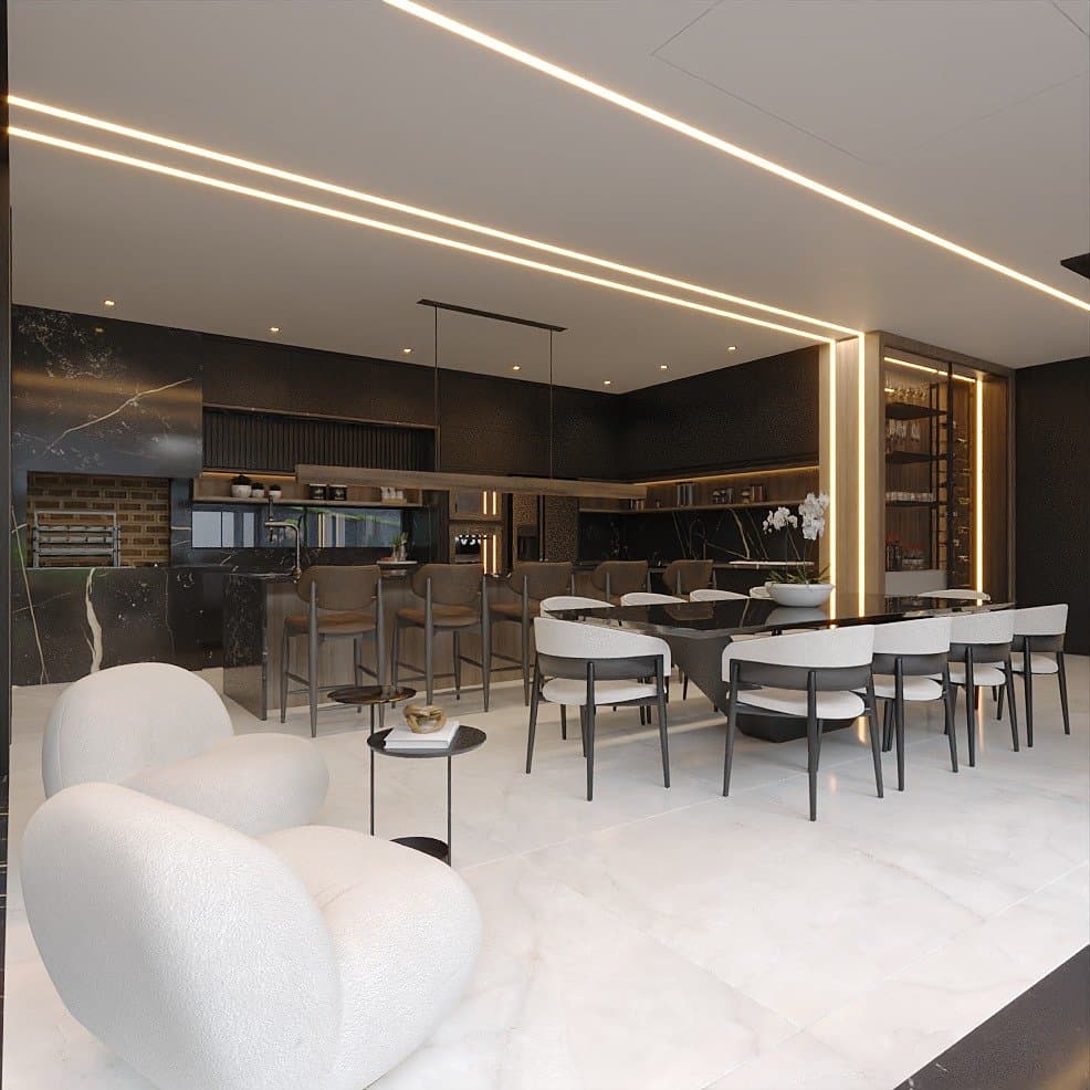 The Meridian, interior and exterior views