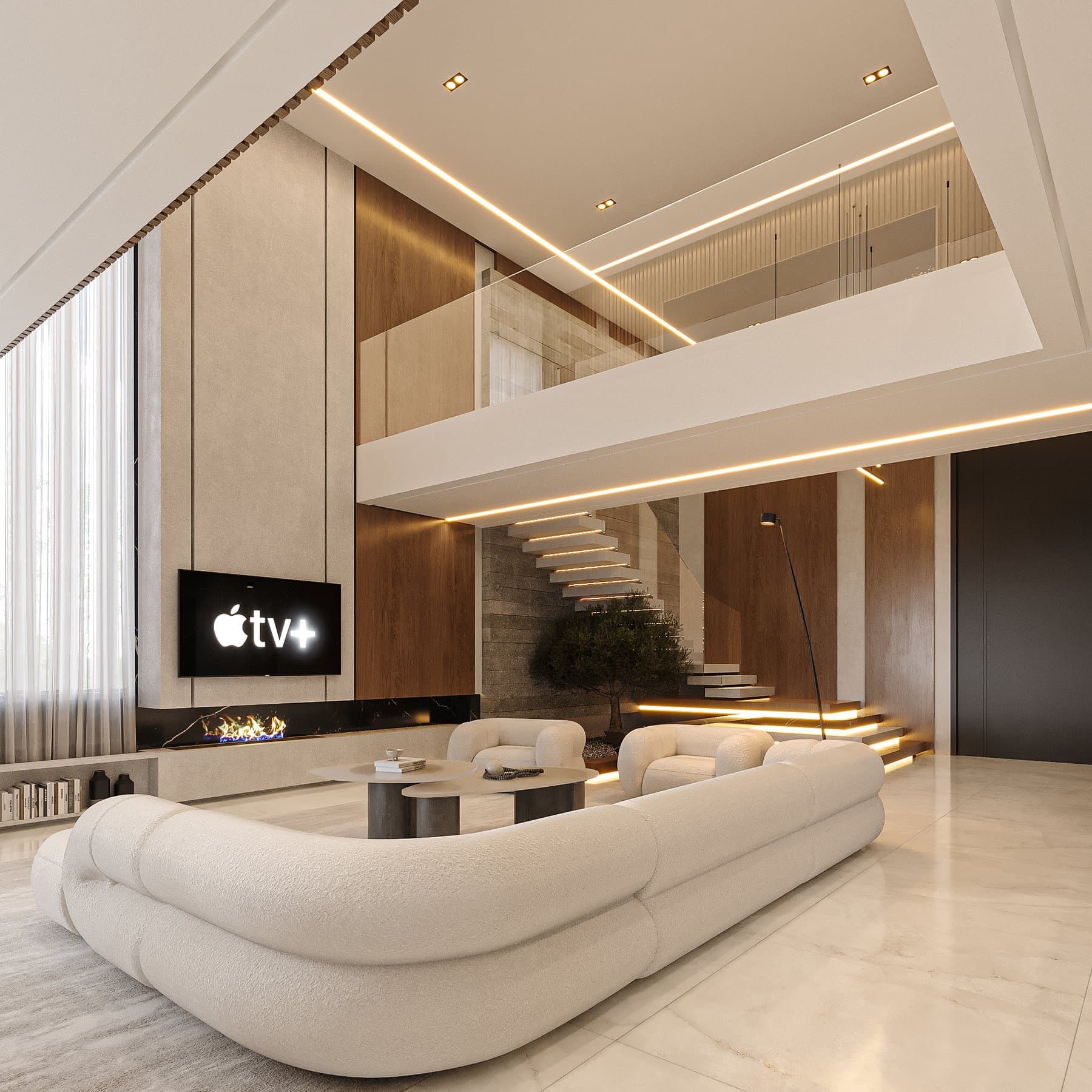 The Atrium, interior and exterior views